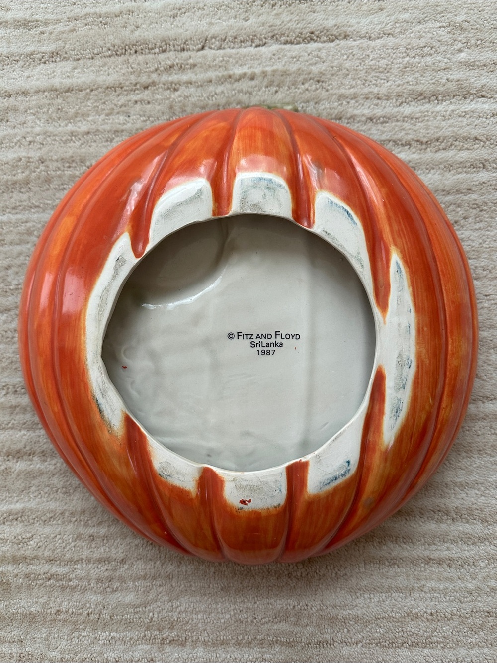 Fitz and Floyd Halloween Ghost Pumpkin Chip Dip Bowl Vintage 1987 Rare Find - Picture 10 of 14